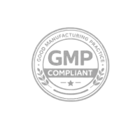 GMP certified silver stamp emblem with clean, clinical lines, highlighting quality manufacturing standards for cosmetic formulations